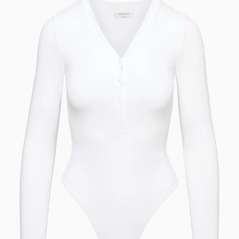 Babaton Contour Henley Longsleeve bodysuit in white